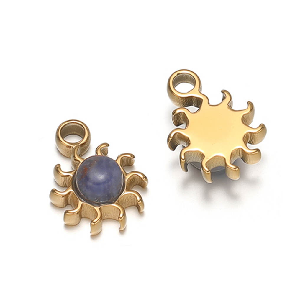 Jewelry Making Gemstones - 5 ชิ้น จี้รูปดวงอาทิตย์สแตนเลสสตีล ประดับอัญมณี สำหรับทำเครื่องประดับ DIY