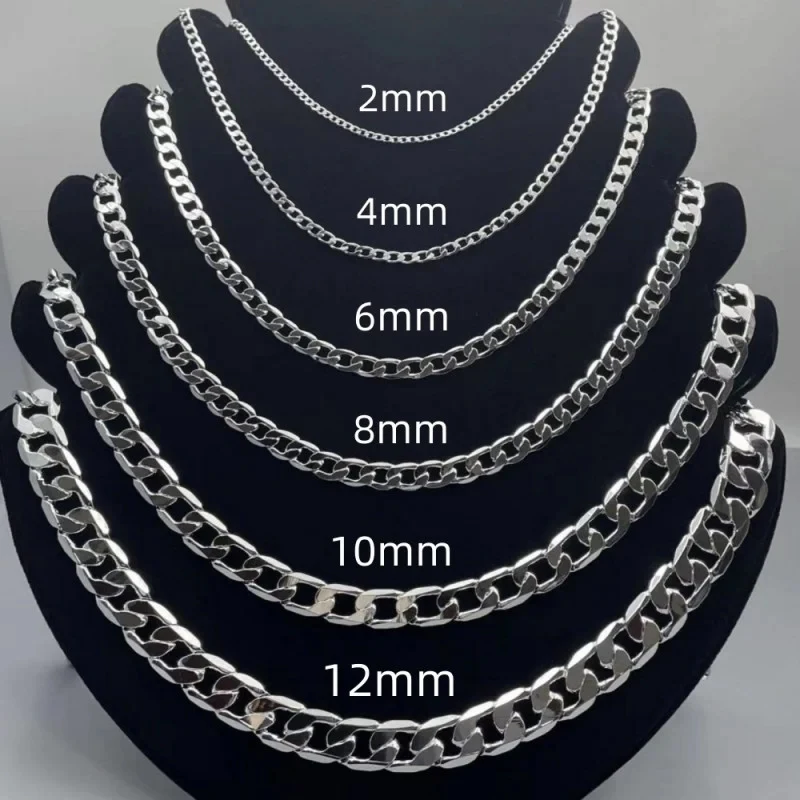 ผู้ชาย 925 สร้อยคอเงิน 2/4/6/8 - Lobster Clasp Silver บทวิจารณ์และราคา